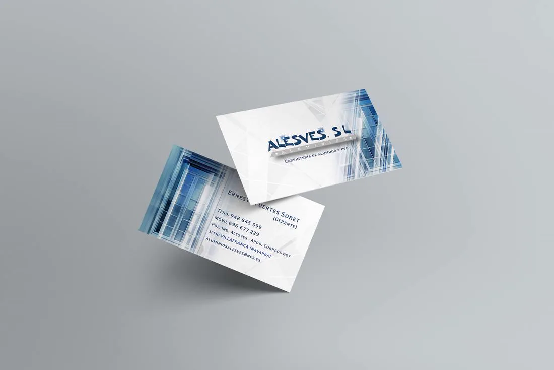 Aluminios Alesves business cards, printed