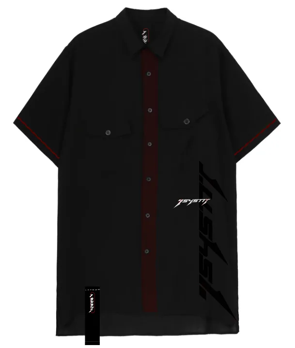 Black ISYSNT shirt with red seams