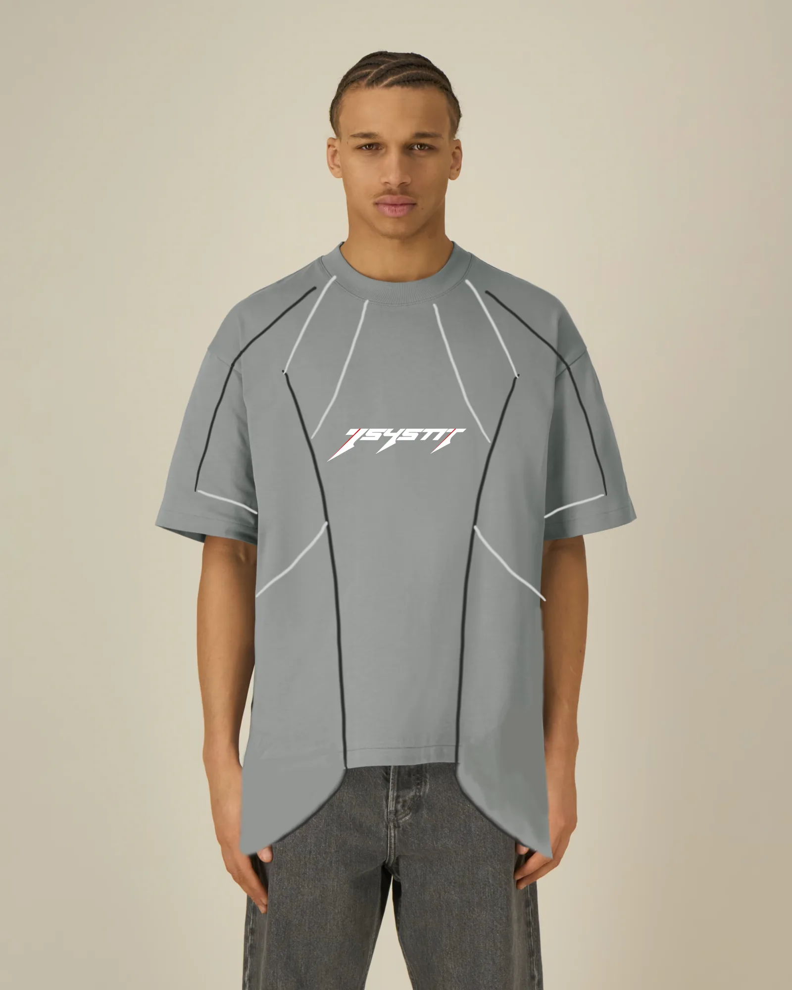 Grey ISYSNT T-shirt with piping