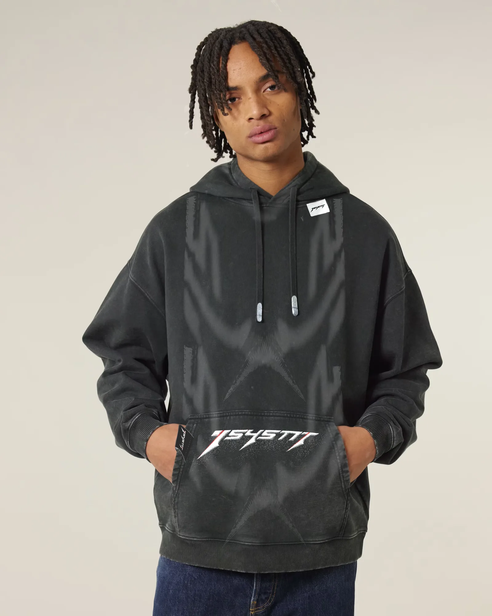 ISYSNT hoodie with the logo on the pocket